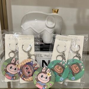 Cute Labubu Mirror Keychains Set